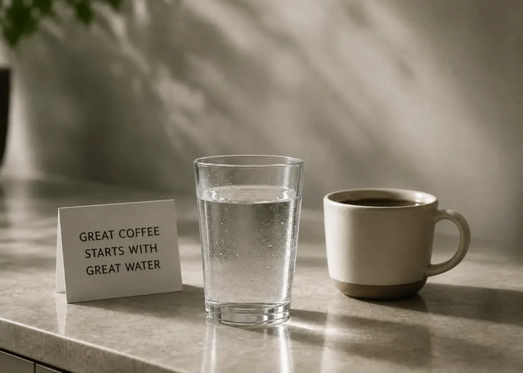 tap water next to a cup of coffee AI